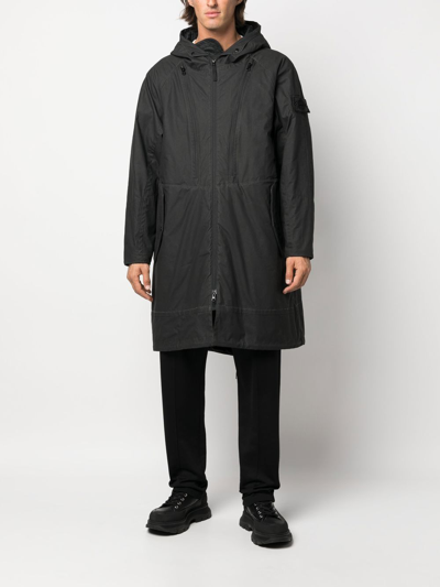 Shop Stone Island Shadow Project Zip-up Hooded Parka In 黑色