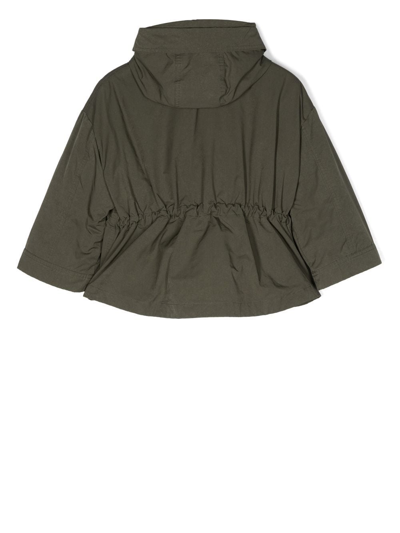 HOODED FLAP-POCKETS RAIN COAT