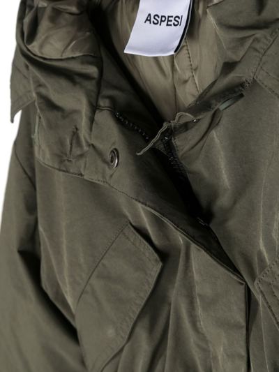Aspesi Hooded Flap-pockets Rain Coat In 绿色