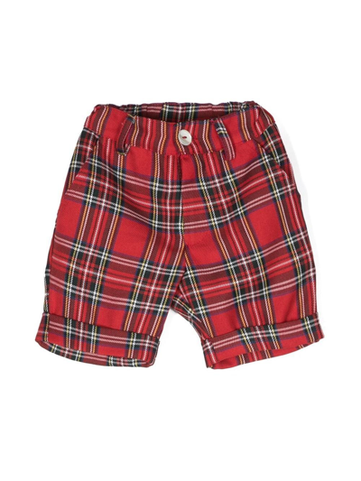 Shop Mariella Ferrari Tartan-print Knee-length Shorts In 红色