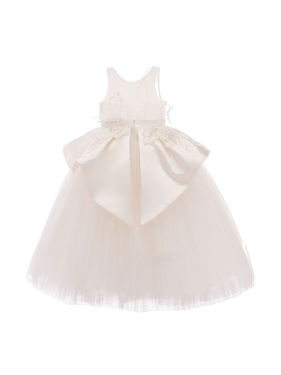 Tulleen Belridge Floral Cascade Dress In 白色
