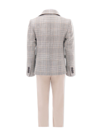 Moustache Plaid Peak-lapel Suit In 中性色