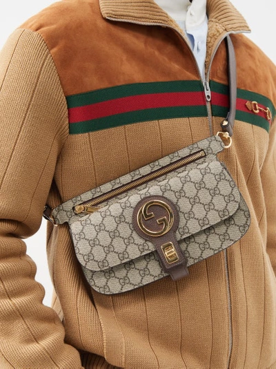 Gucci Leather-trimmed Belt Bag Brown