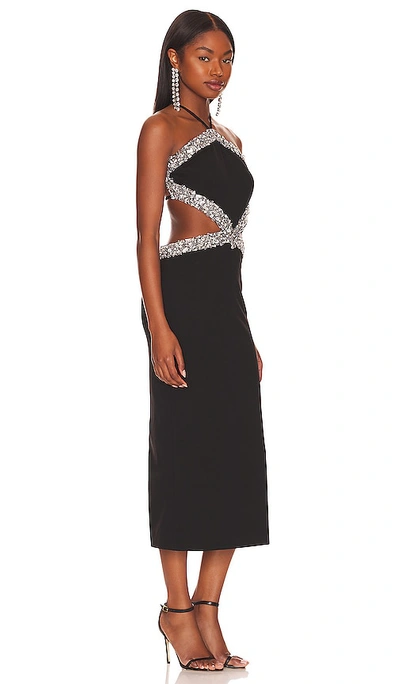 Shop Patbo Hand Beaded Halter Neck Midi Dress In Black