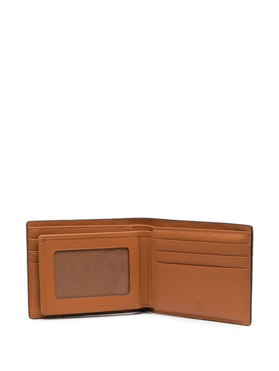Shop Mcm Logo Bi-fold Wallet In Brown