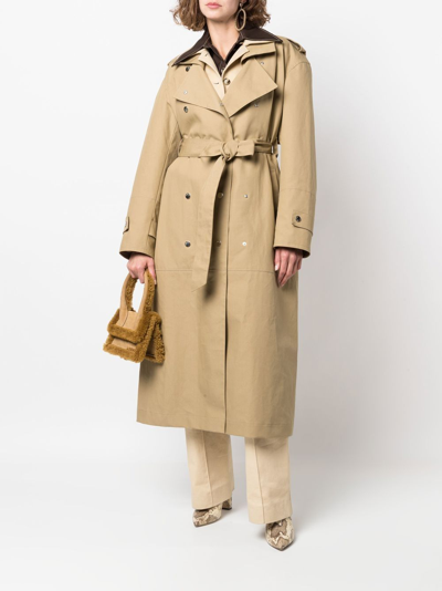 Shop Nanushka Oversized Trench Coat In Green