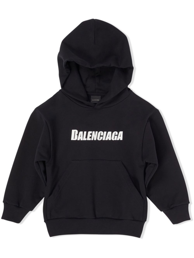 Shop Balenciaga Chest-logo Hoodie In Black