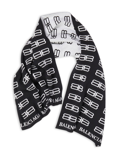 Shop Balenciaga All-over Logo-print Scarf In Black/white