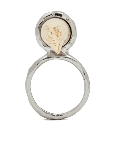 Shop Saint Laurent Spike-detail Hammered Ring In Silver