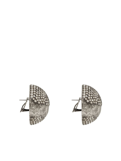Shop Saint Laurent Crystal-embellished Clip-on Earrings In Silver