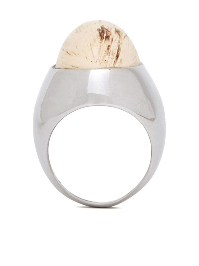 Shop Saint Laurent Silver-tone Cabochon Ring