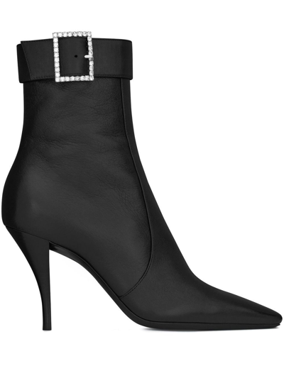 Shop Saint Laurent Claude 90mm Leather Boots In Black