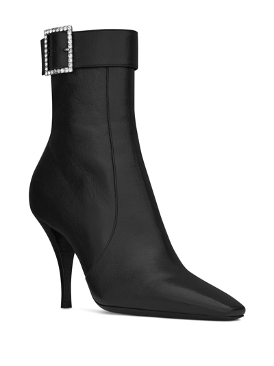 Shop Saint Laurent Claude 90mm Leather Boots In Black