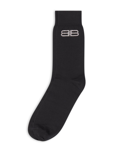 Shop Balenciaga Gem-bb Logo Socks In Black