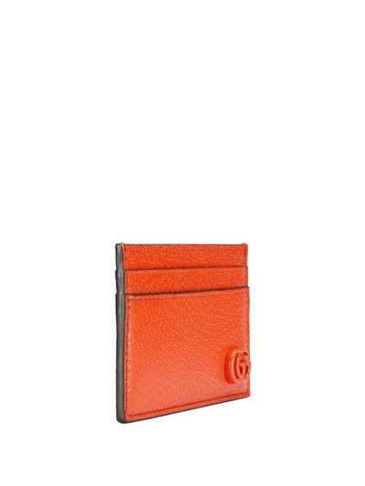 Shop Gucci Gg Marmont Card Holder In Orange