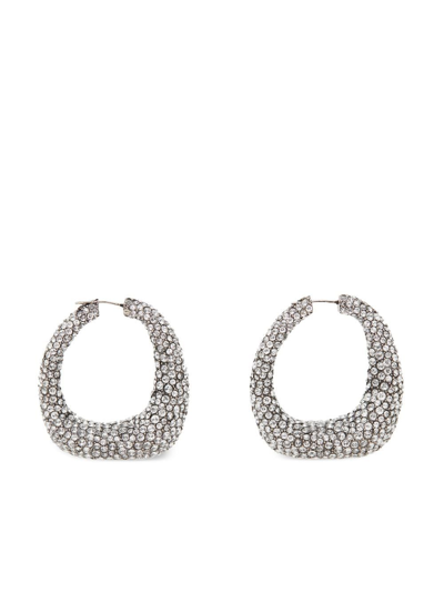 Alexander Mcqueen Crystal-embellished Hoop-earrings In Silver
