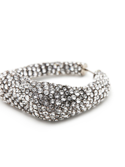 Alexander Mcqueen Crystal-embellished Hoop-earrings In Silver