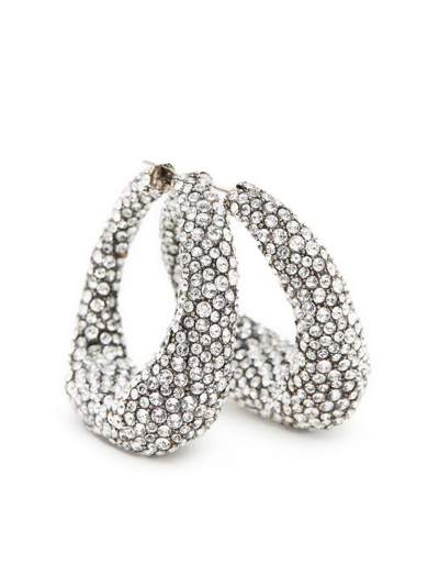 Alexander Mcqueen Crystal-embellished Hoop-earrings In Silver