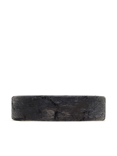 Shop Saint Laurent Distressed-finish Bangle Bracelet In Black