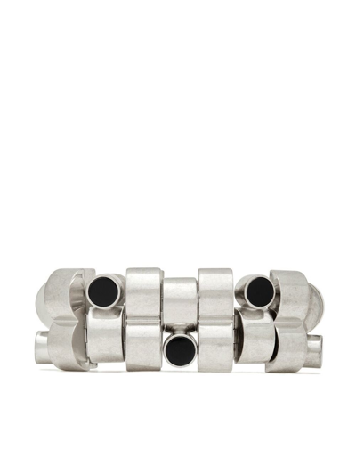 Shop Saint Laurent Moderniste Geometric Bracelet In Silver