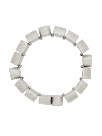 Shop Saint Laurent Moderniste Geometric Bracelet In Silver