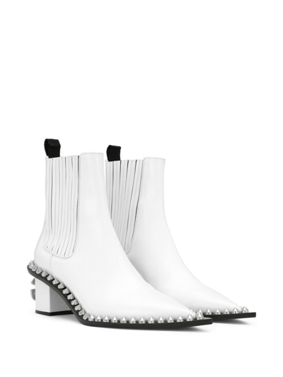 Dolce & Gabbana Studded Ankle Boots In White
