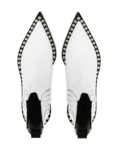 Dolce & Gabbana Studded Ankle Boots In White