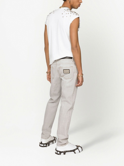Dolce & Gabbana Stud-embellished Sleeveless T-shirt In White