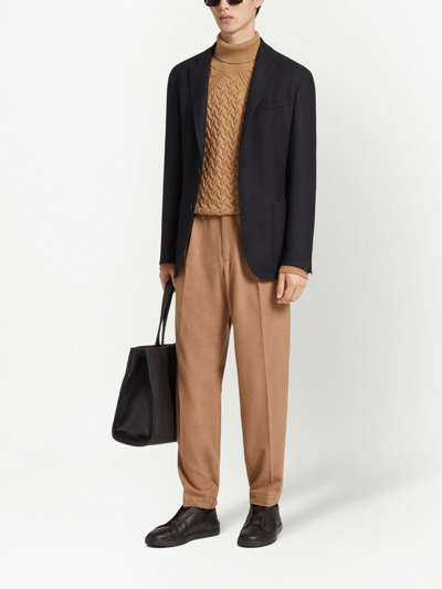 Zegna Trofeo Single-breasted Cashmere Jacket In Black