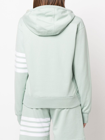Thom Browne Logo-patch Drawstring Hoodie In 457 Light Blue/green
