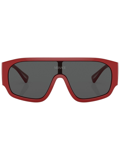 Shop Versace Pilot Frame Sunglasses In Red