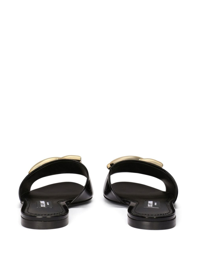 Shop Dolce & Gabbana Dg-logo Leather Sandals In Black