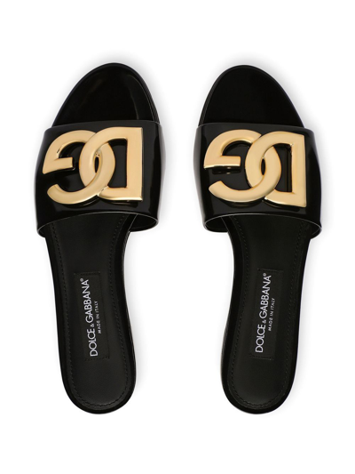 Shop Dolce & Gabbana Dg-logo Leather Sandals In Black