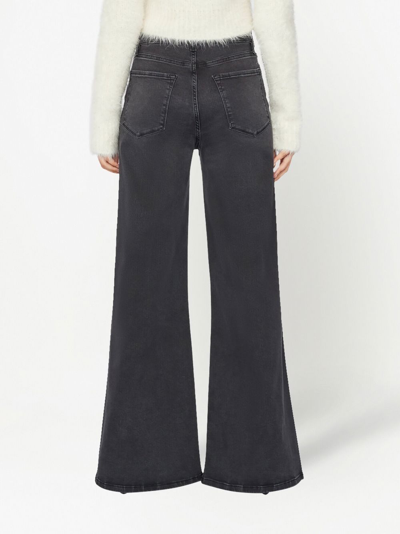 Frame Le Palazzo Cropped Raw Hem Jeans In Black