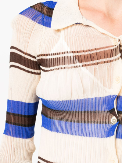 Shop Jacquemus Ribbed-knit Striped Top In Blue