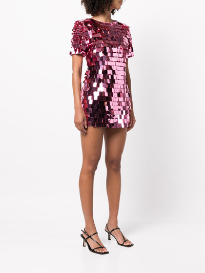 Shop Jonathan Simkhai Vivienne Embroidered Sequin Mini Dress In Red