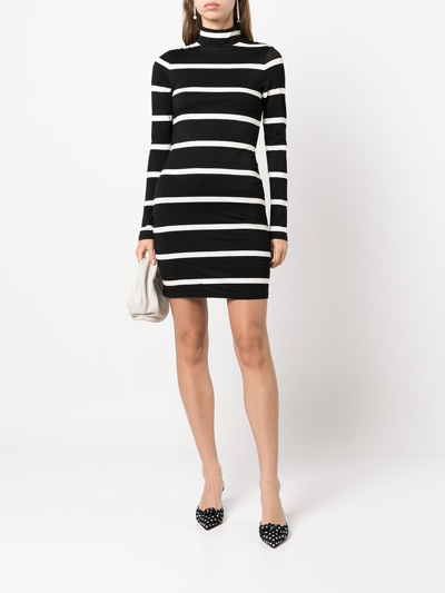 Shop Alice And Olivia Delora Long-sleeved Mini Dress In Y017 Modern Stripe