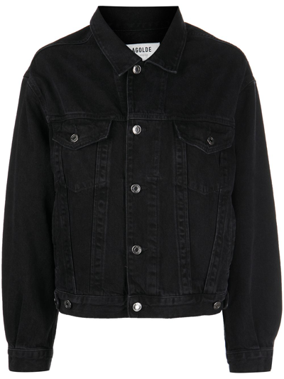 Shop Agolde Charli Oversized Denim Jacket In Black