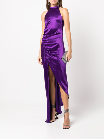 Shop Retroféte Sab Satin-finish Dress In Purple