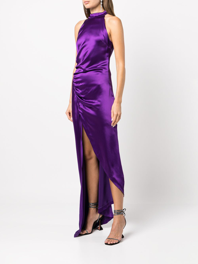 Shop Retroféte Sab Satin-finish Dress In Purple