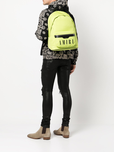Shop Amiri Logo-print Backpack In Yellow