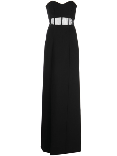 Cinq À Sept Annalie Sheer-panel Strapless Gown In Black | ModeSens