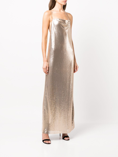 Shop Alice And Olivia Harmony Chainmail Maxi Slip Dress In Gold