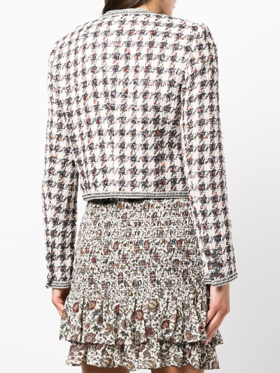 Shop Veronica Beard Cirtane Houndstooth Cropped Jacket In Ecrumulti