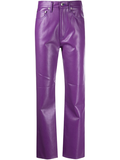 Shop Agolde Mid-rise Straight-leg Trousers In Purple