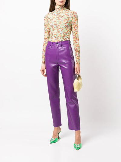 Shop Agolde Mid-rise Straight-leg Trousers In Purple