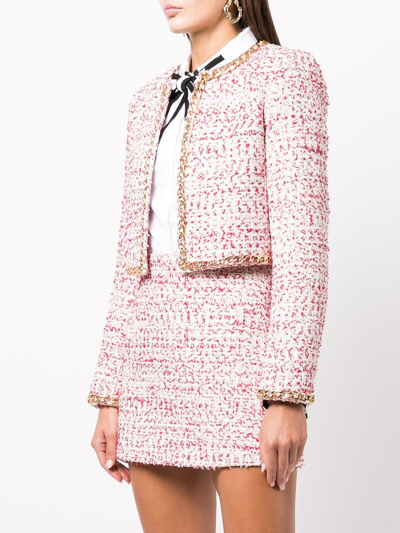 Shop Alice And Olivia Kidman Cropped Tweed Jacket In White