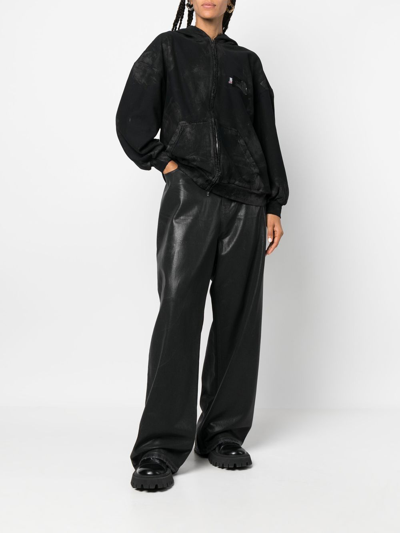 Shop Balenciaga Gaffer Zip-up Hoodie In Black