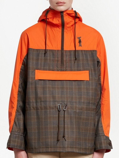 Shop Junya Watanabe Colour-block Hooded Jacket In Brown