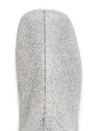 Shop Mm6 Maison Margiela Square-toe Glitter Ankle Boots In Silver
